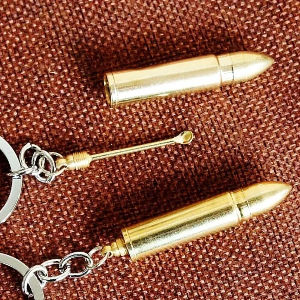 (5-PACK) NEW BULLET CHARMS KEYCHAINS METAL PENDENT KEY RINGS GUN ACCESSORIES